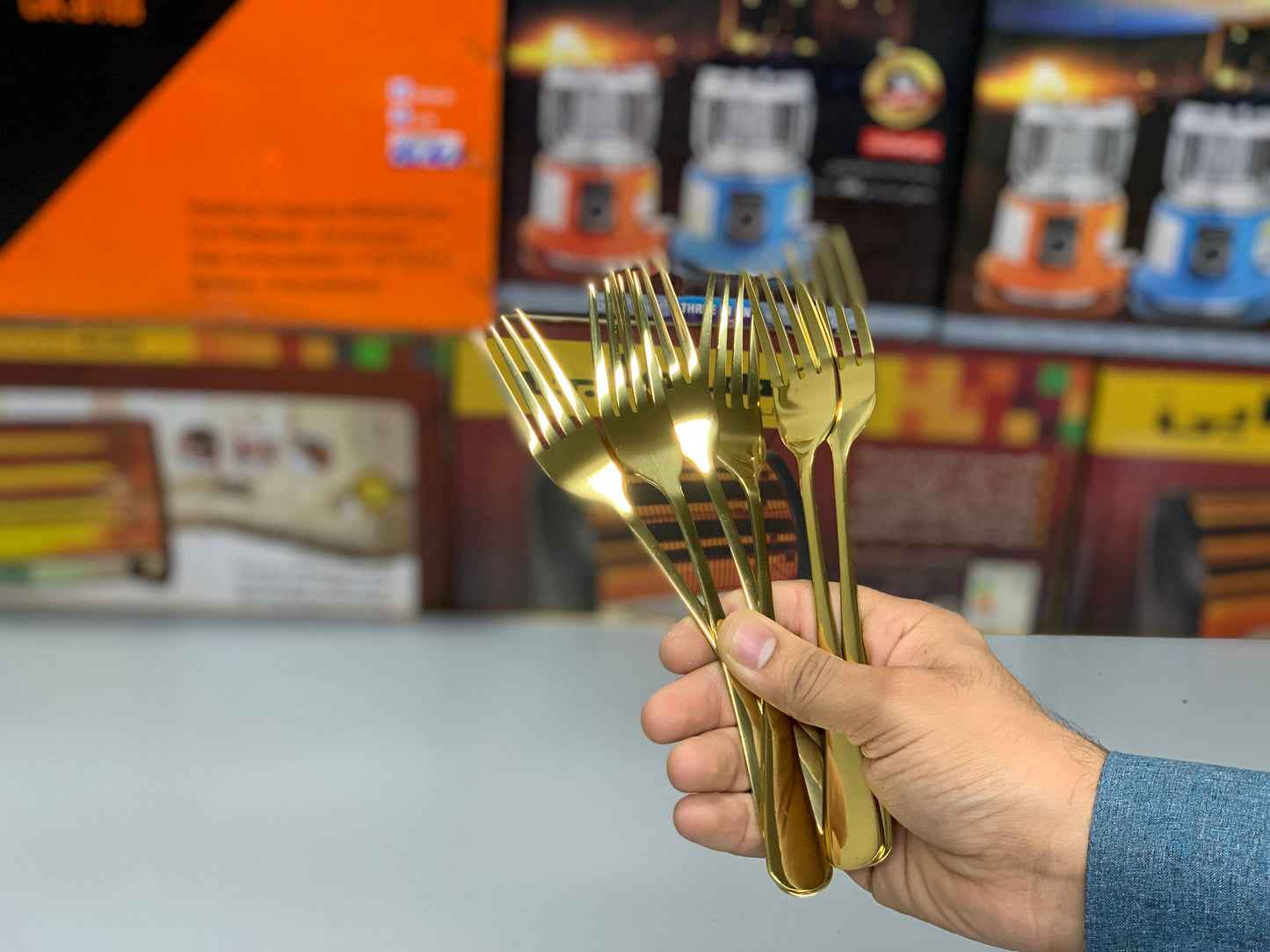 DUBAIZONES™ 24 Pieces Golden Cutlery Set Egg Shape