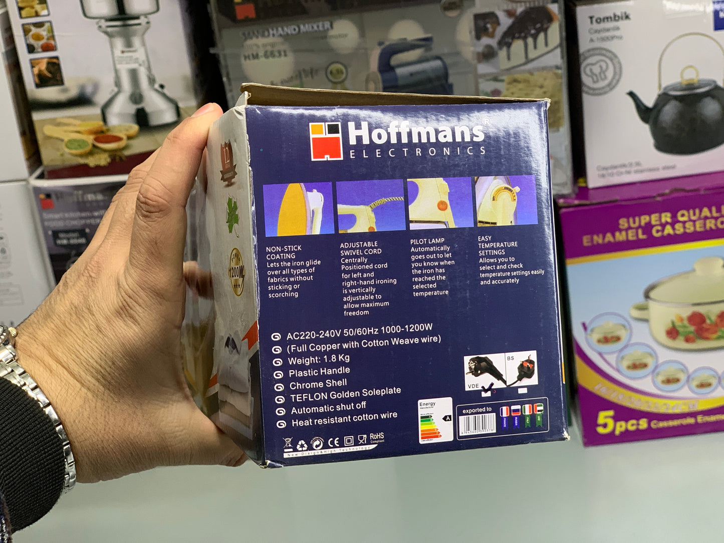 DUBAIZONES™ Hoffmans Electronics Heavy Duty Dry Iron 1200w and Non Stick Plate