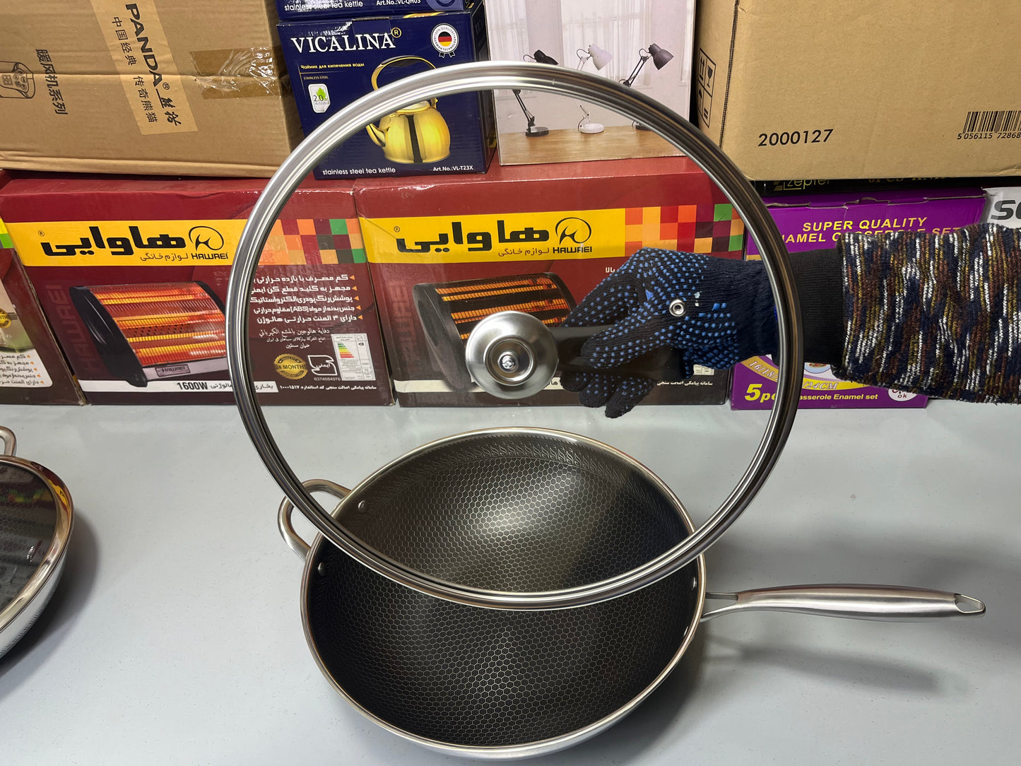 DUBAIZONES™ HoneyComb Laser Coating Deep Frying Pan