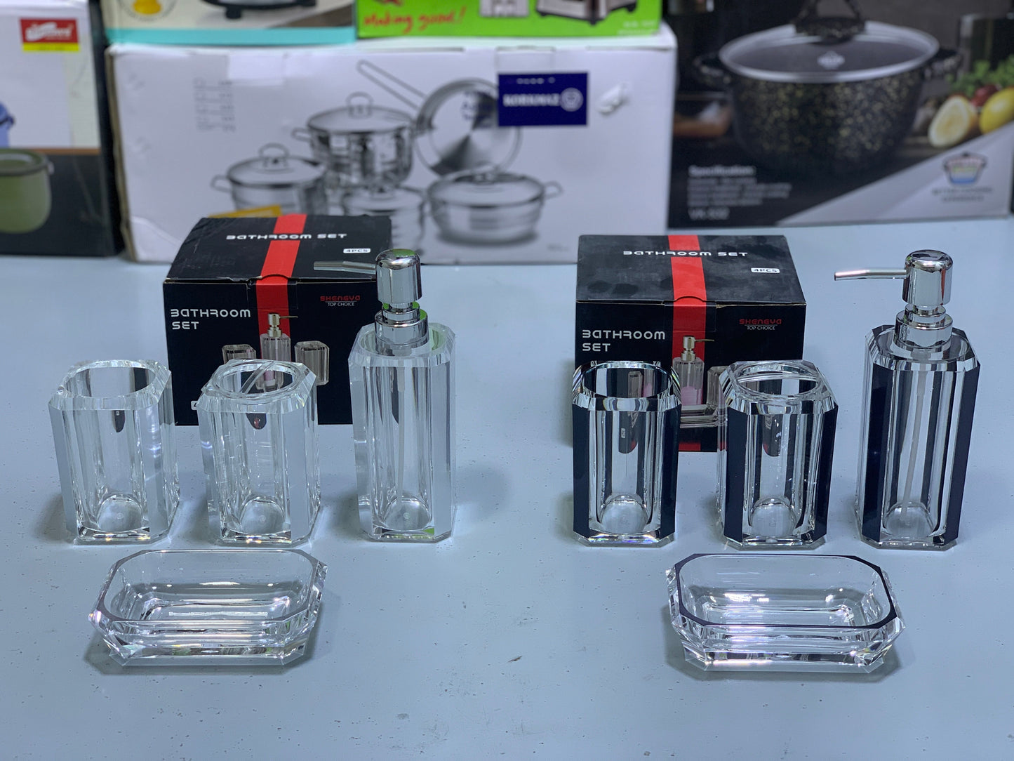 Acrylic Bathroom Set for Bathroom organization 4 Pieces