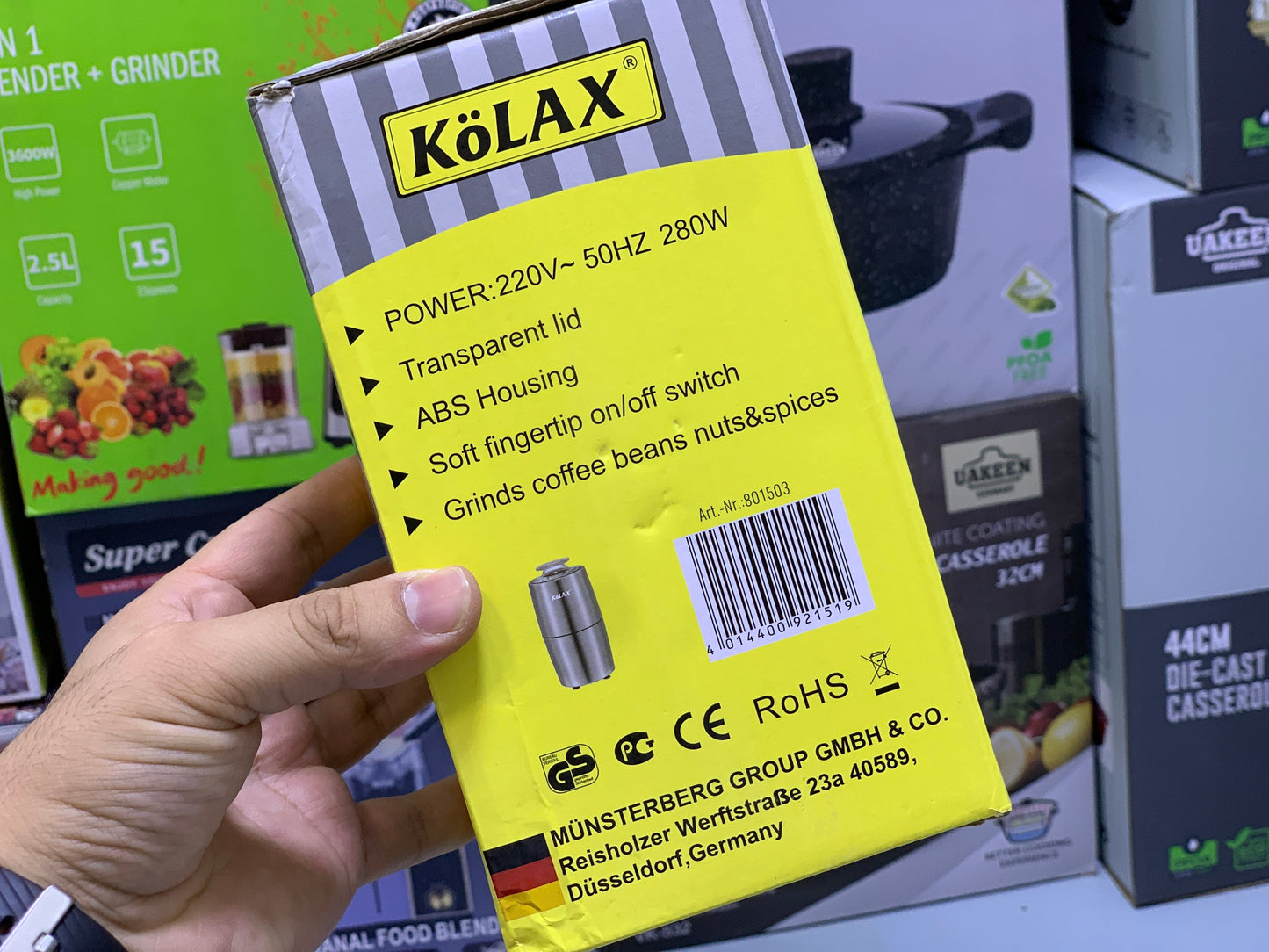 Kolax Mini Spice Grinder 280w Auto On/Off Switch