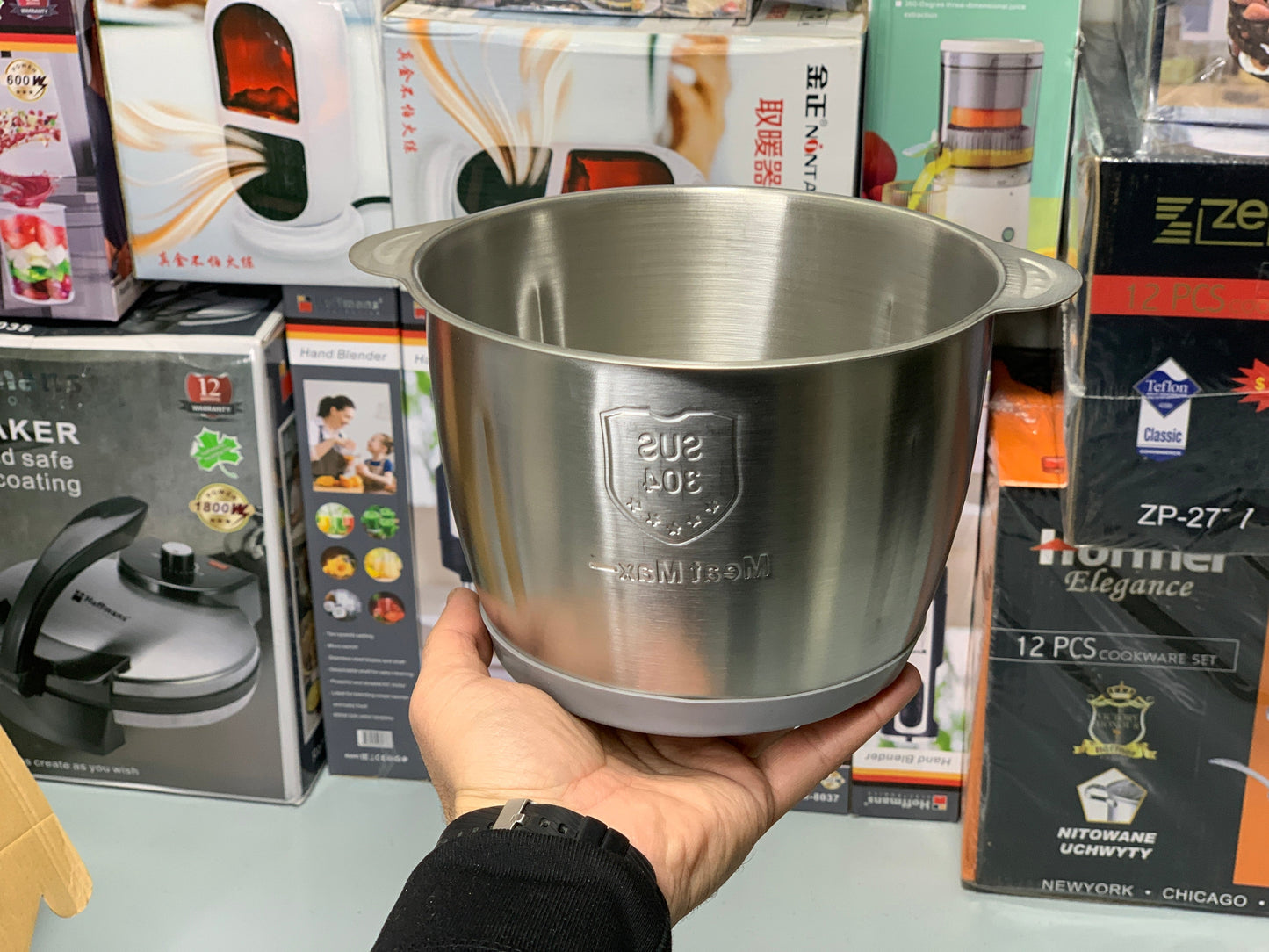 DUBAIZONES™ SILVER CREST White Chopper 3L Stainless Steel Bowl