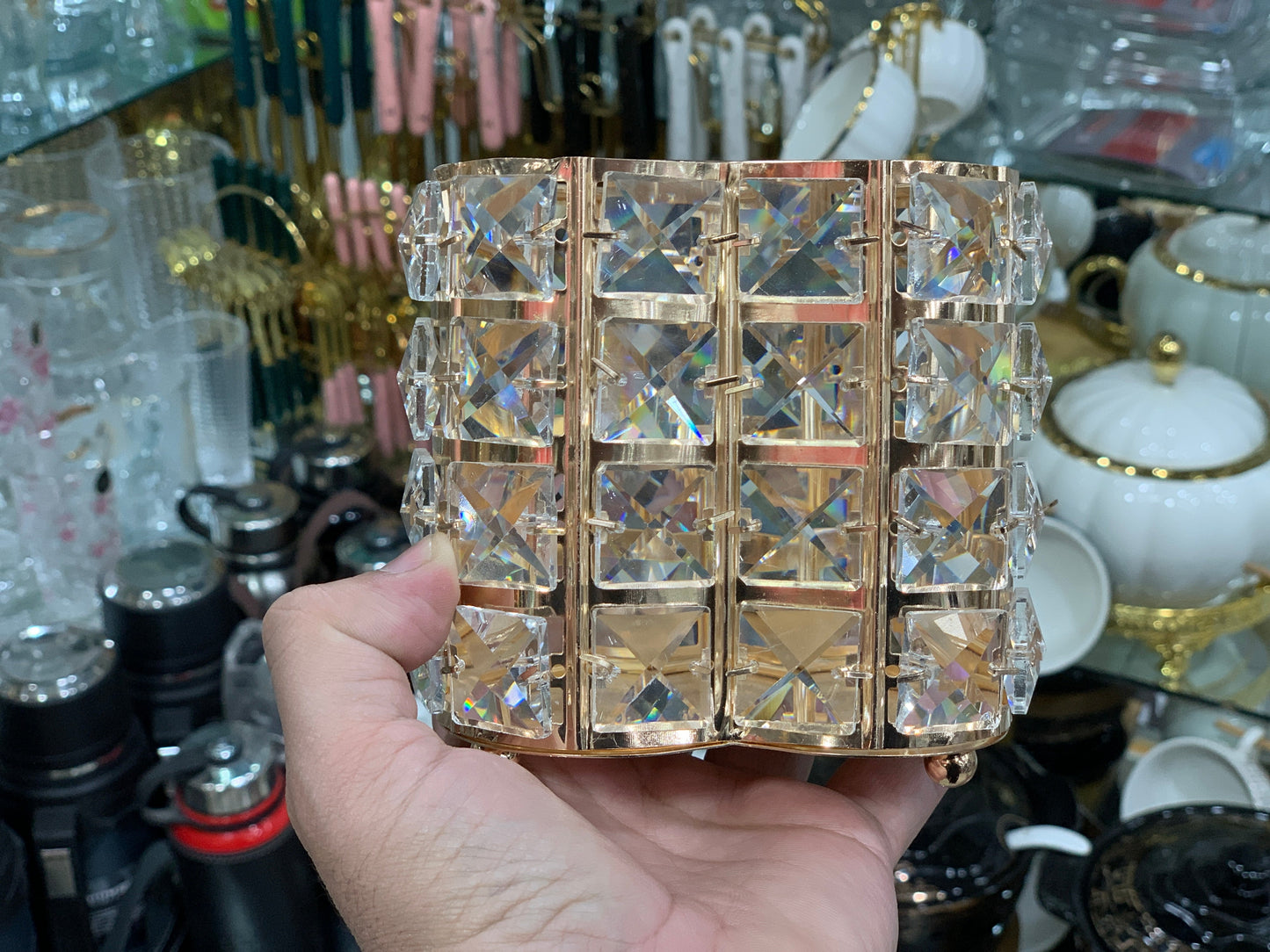 Heart Shape Crystal Makeup Brushes and Office Desk Organizer