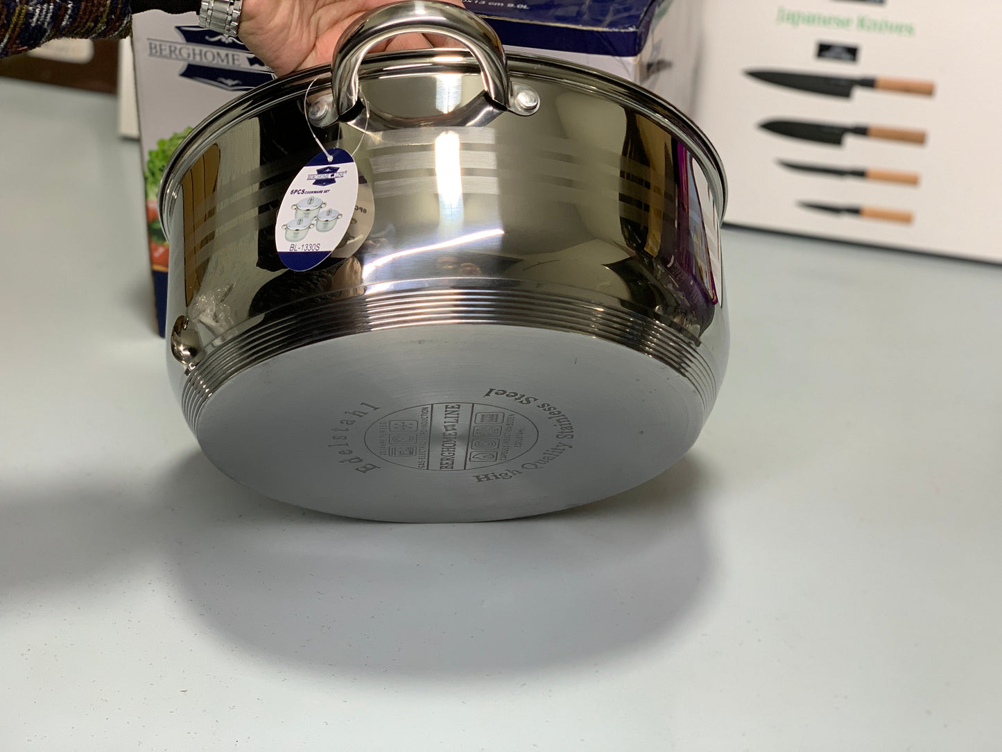 DUBAIZONES™ 6 Pieces Cookware Set Stainless Steel 6L, 7.5L and 9L Casseroles