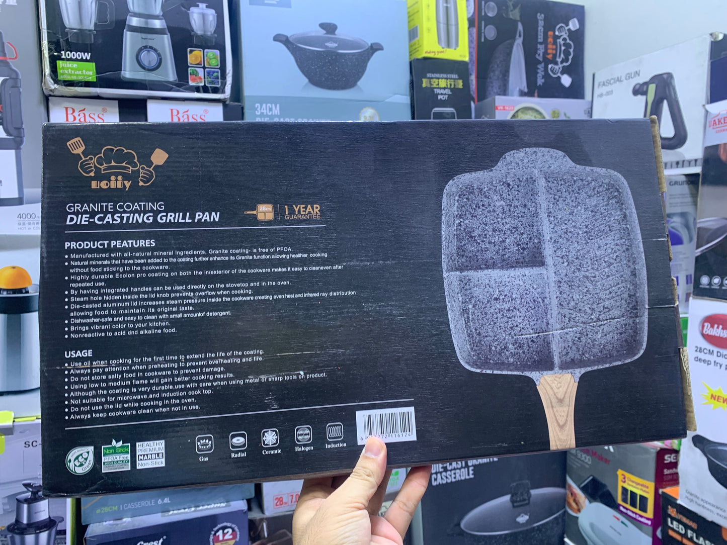 UIIOY Universal Granite Die Cast Grill Pan 28cm