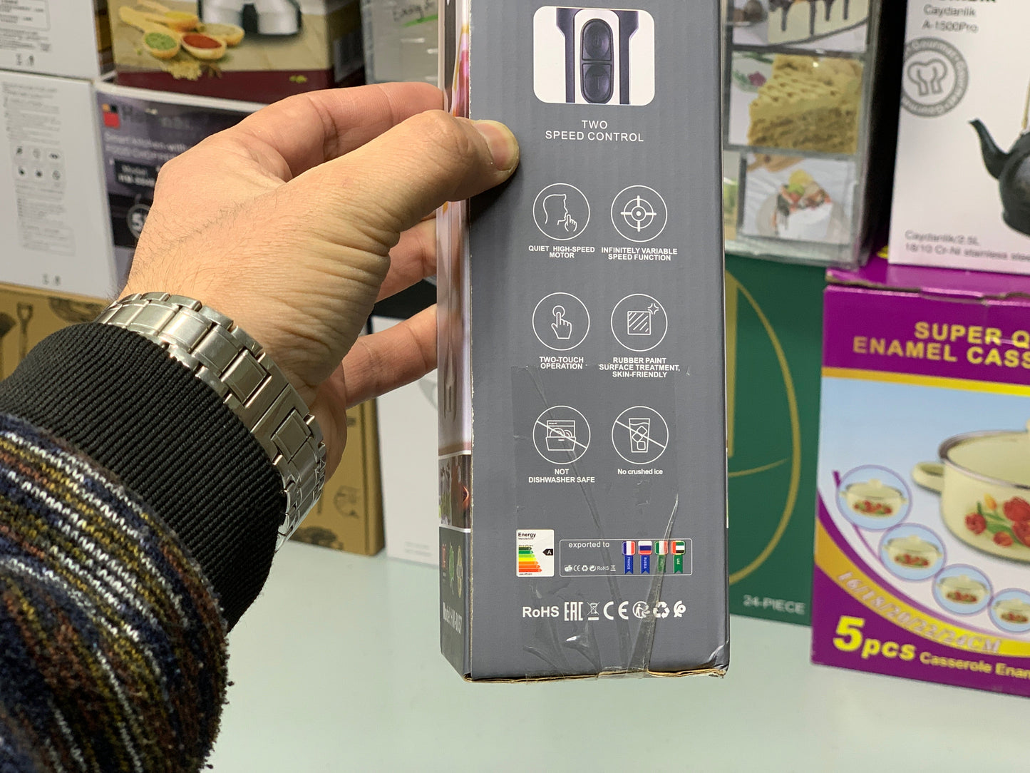 DUBAIZONES™ Hoffmans Electronics Hand Blender Stainless Steel