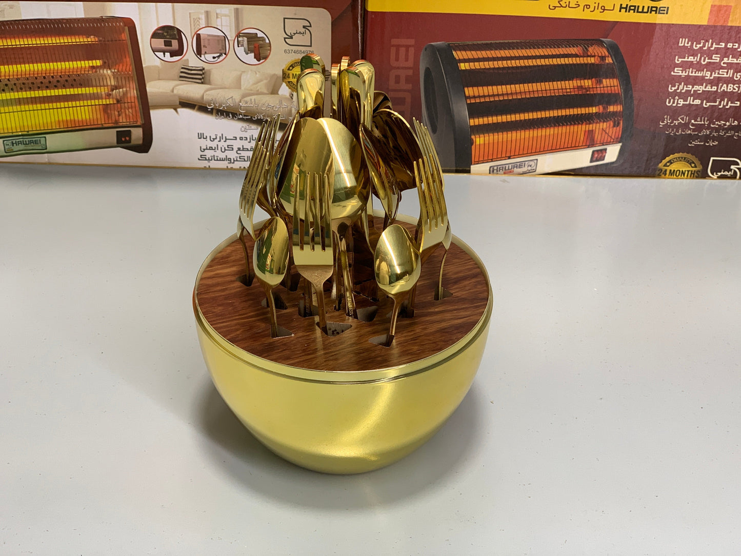 DUBAIZONES™ 24 Pieces Golden Cutlery Set Egg Shape