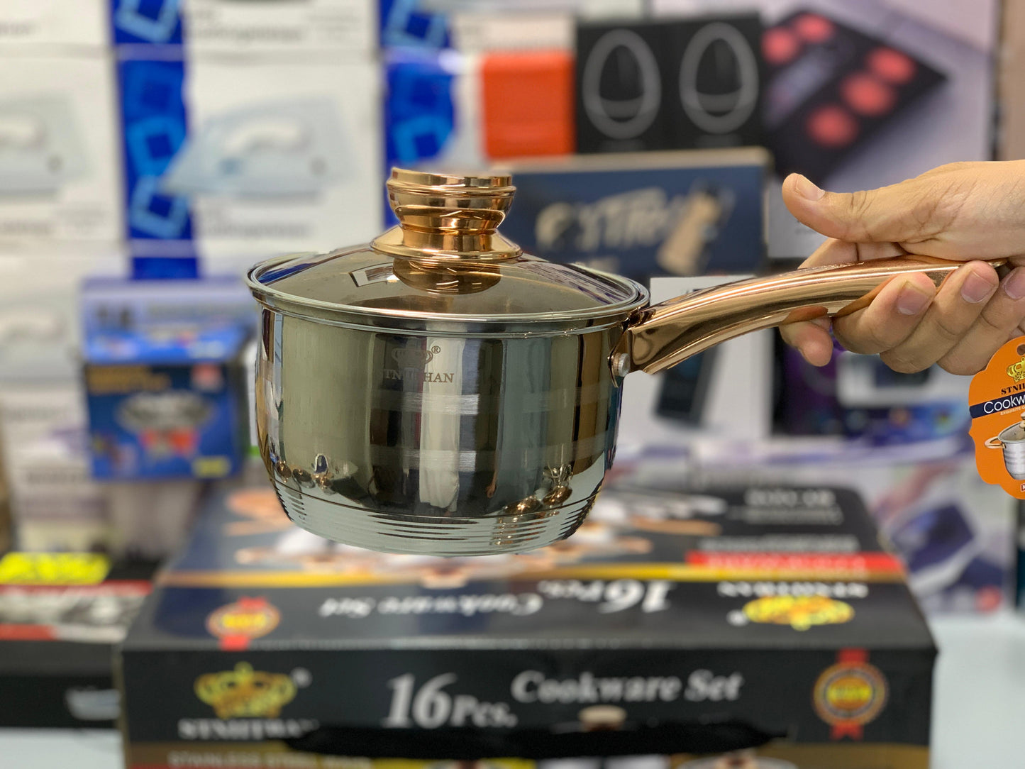 DUBAIZONES™ imported 16 Pieces STNIITHAN Stainless Steel Cookware Set