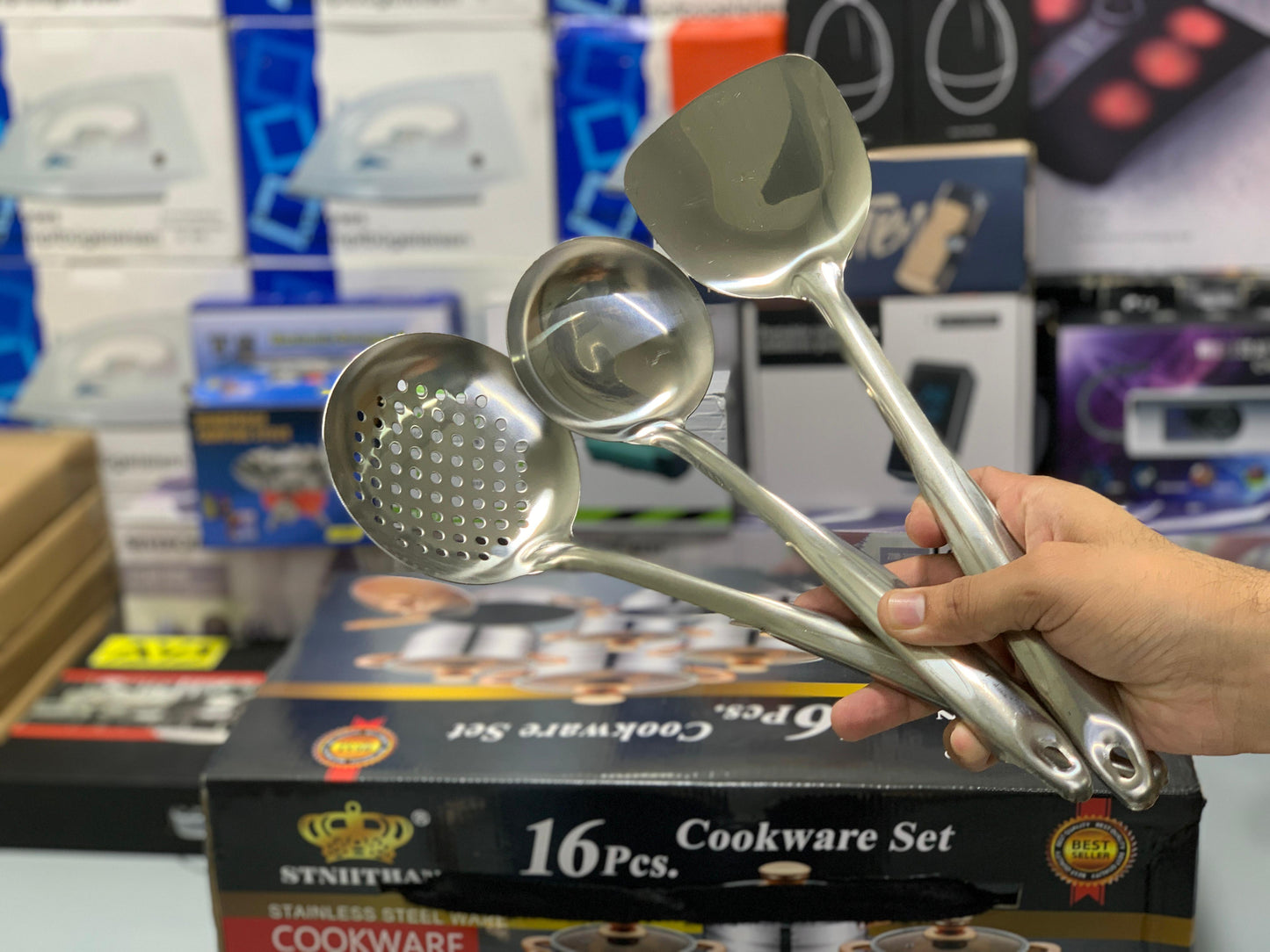 DUBAIZONES™ imported 16 Pieces STNIITHAN Stainless Steel Cookware Set