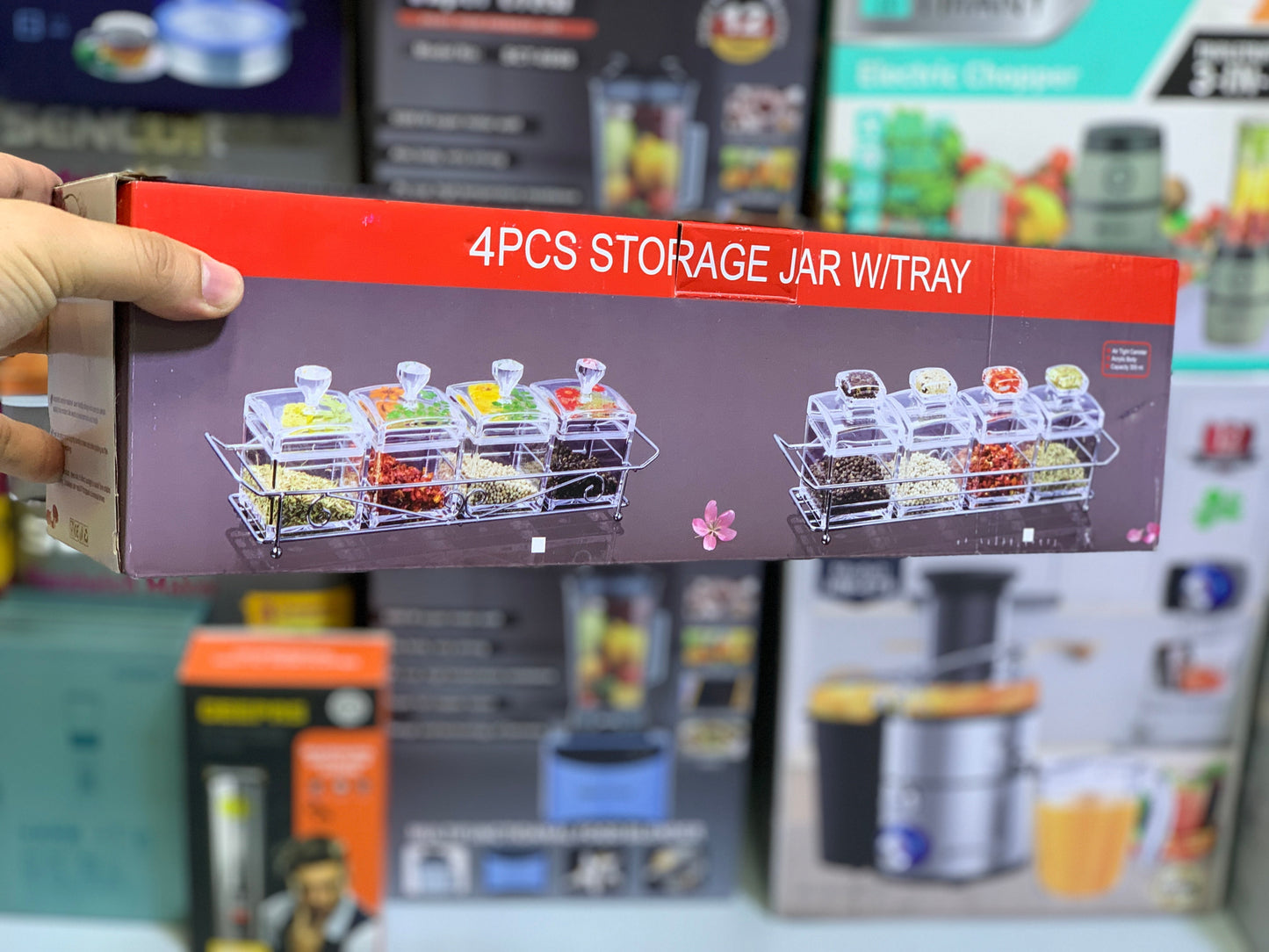 4 Pieces Kitchen Storage Organizer , Spice seasoning 🧂 Tanks , Airtight Kitchen Containers