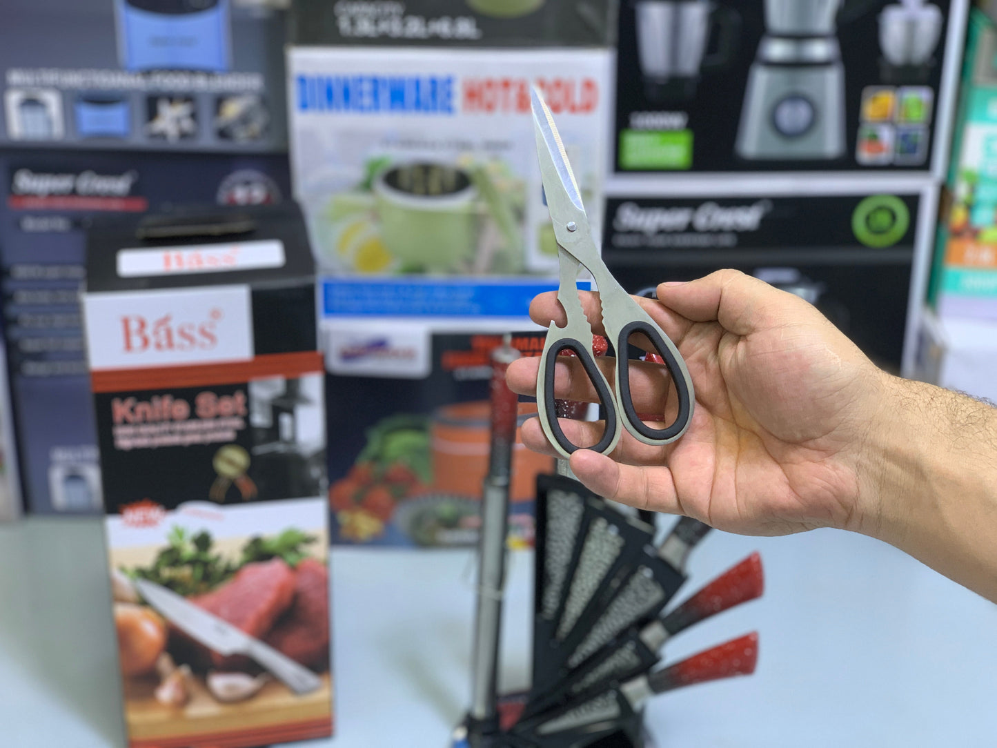 Bass Kitchen Knife Set 8 Pieces with Rotating and Folding Stand