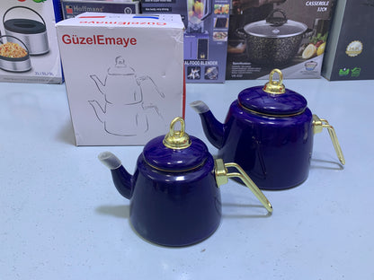 Turkish GuzelEmaye  2 Pieces Enamel Teapot kettle 1000ml and 2100ml