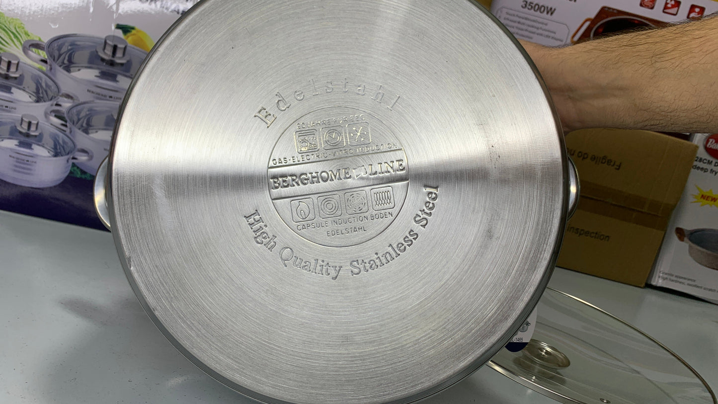 BERGHOME 8PCS Cookware Set | 8 Pieces Stainless Steel Cookware Set