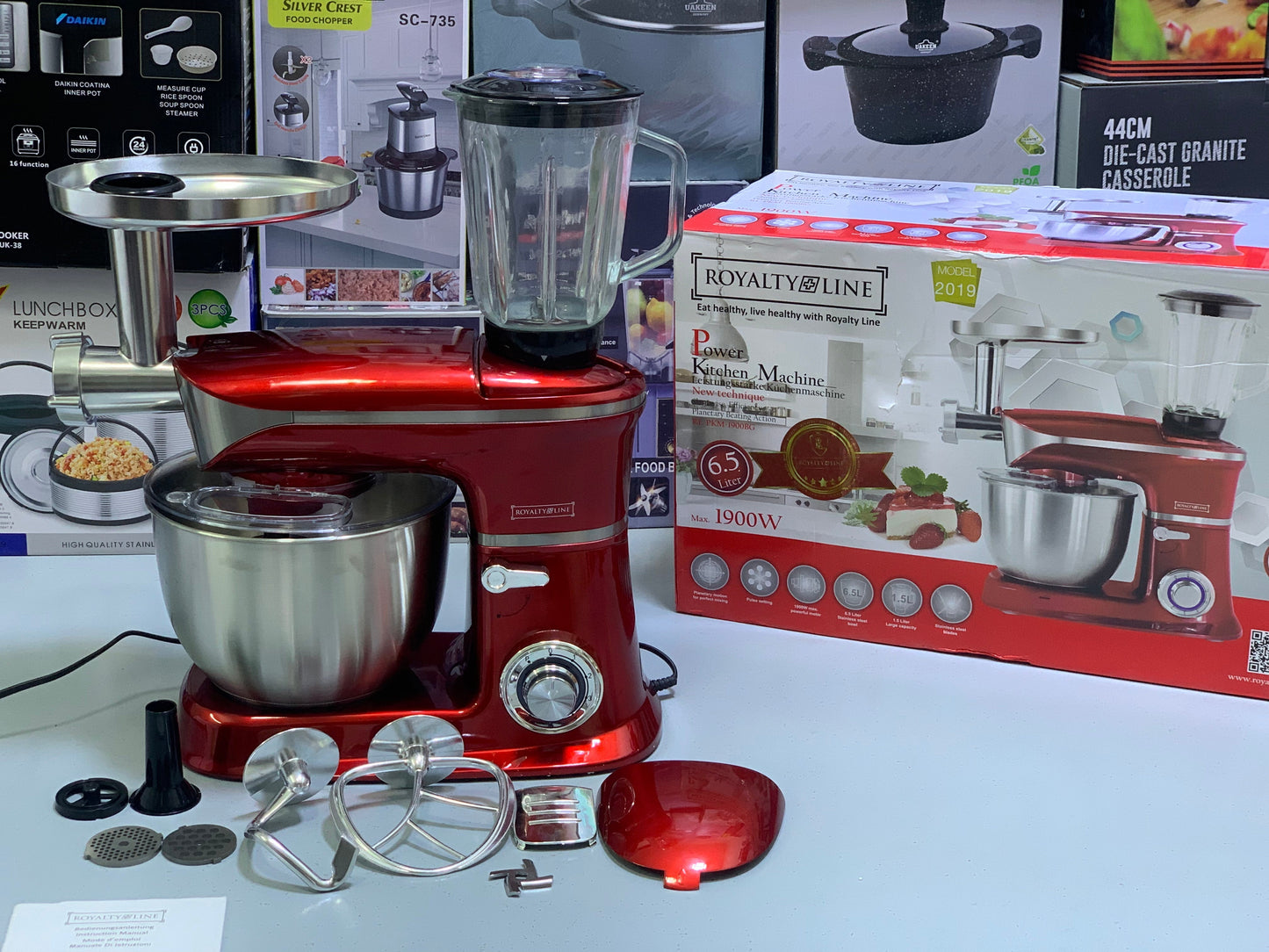 Royalty Line Power Kitchen Machine 3 in 1 6.5 and 1900 watt| Standmixer , Meat chopper and Blender