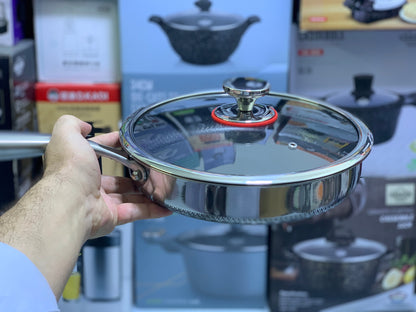 Shallow Frypan with Lid Laser Coating SUS 316