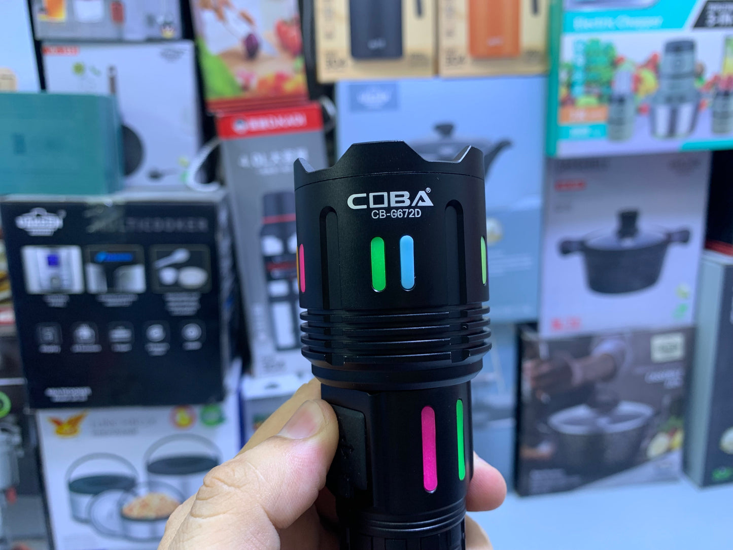 COBA Handheld Torch Model: CB-G672D USB Rechargeable Flashlight
