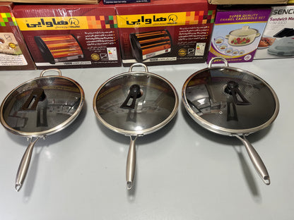 DUBAIZONES™ HoneyComb Laser Coating Deep Frying Pan