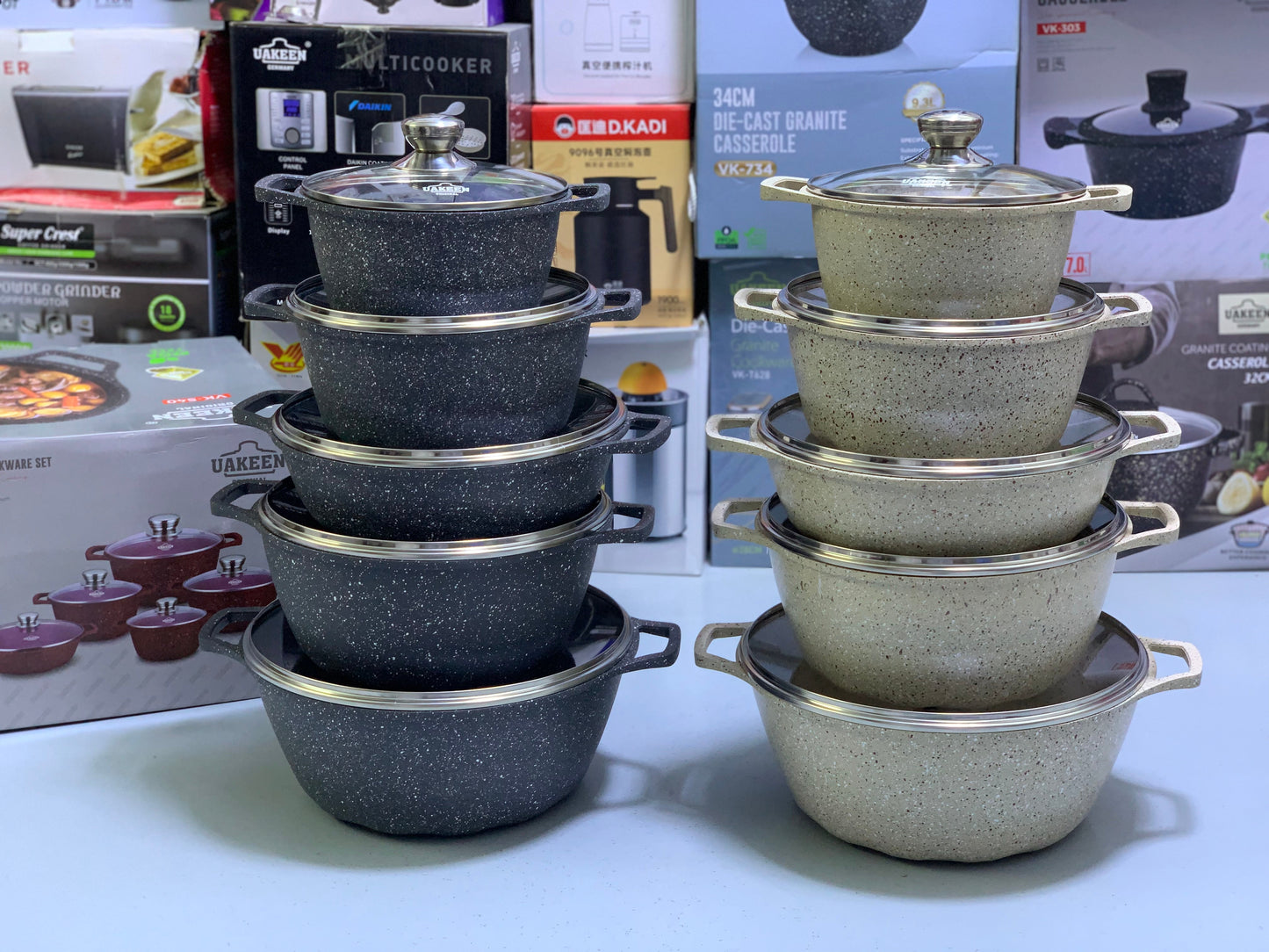 Uakeen 10 Pieces Cookware Set|Die-Cast Aluminum