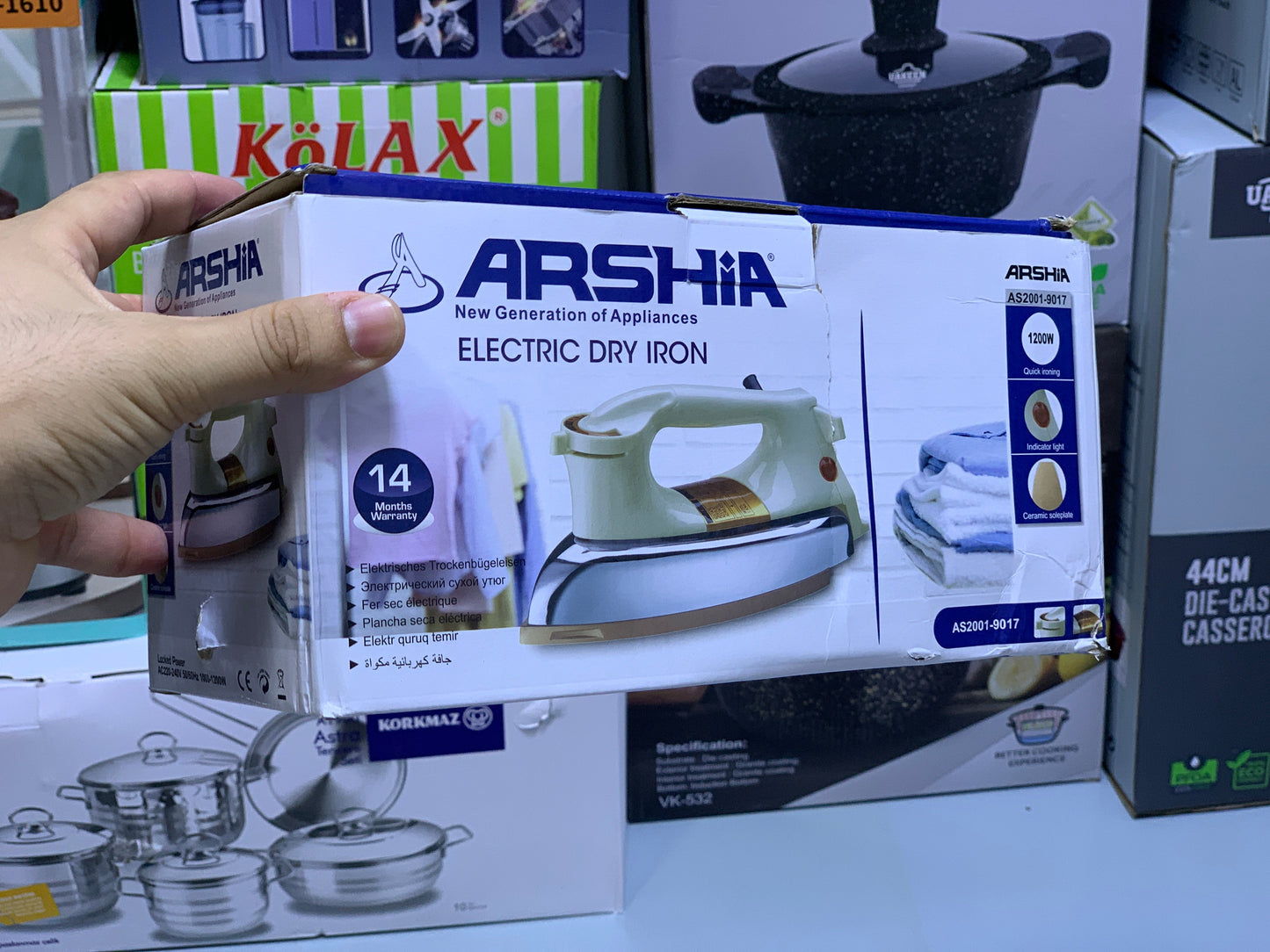 Arshia Dry iron 1200w Non Stick Plate