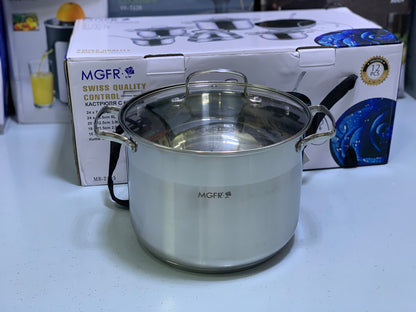 MGRF 12 Pieces Cookware Set Stainless Steel 18/10 Super Capsule Bottom