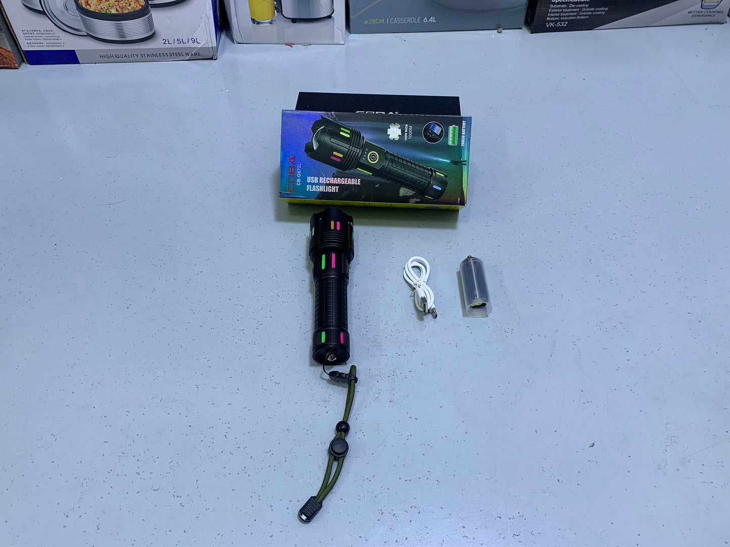 COBA Handheld Torch Model: CB-G672D USB Rechargeable Flashlight