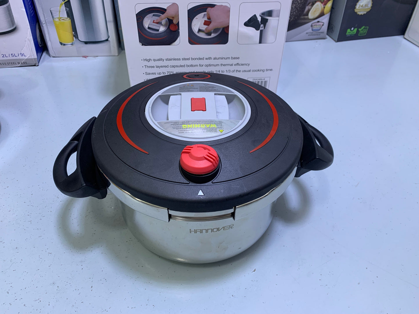 Hannover 3 in 1 18/10 Stainless Steel Pressure Cooker 6L and 8L