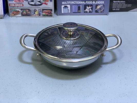 Laser Coating Shallow Type Casserole Handi- Shape Stainless Steel