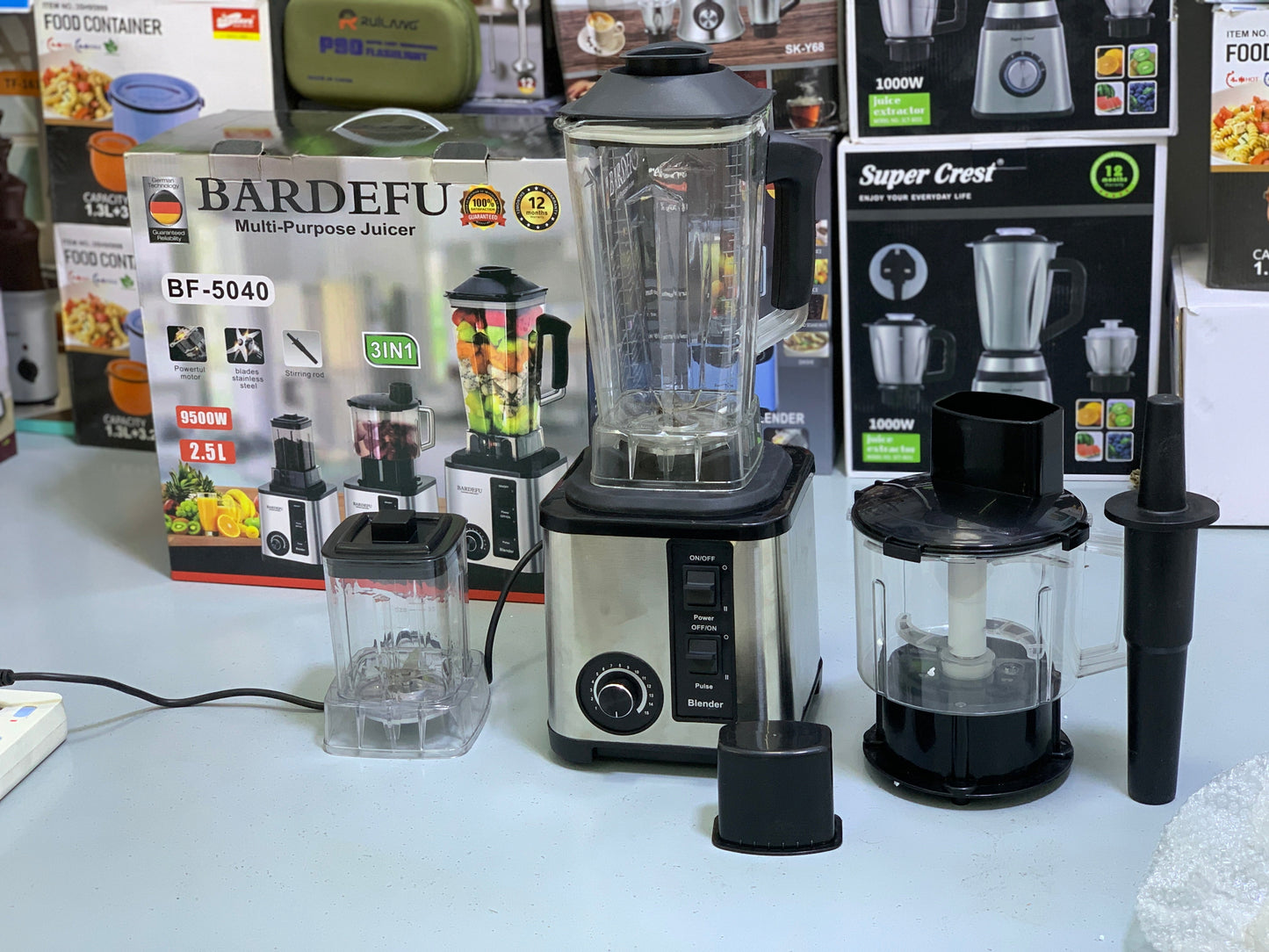 Bardefu 3-in-1 Blender, Chopper & Grinder – 2.5L | 9500W Copper Motor | Model: BF-5040