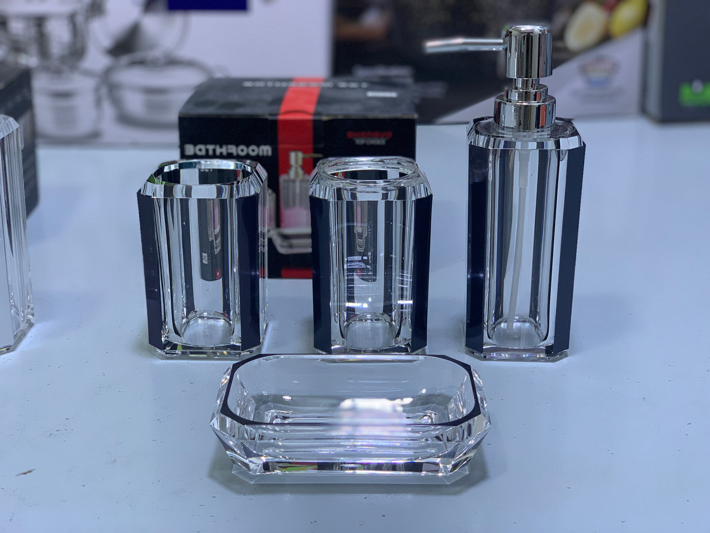 Acrylic Bathroom Set for Bathroom organization 4 Pieces