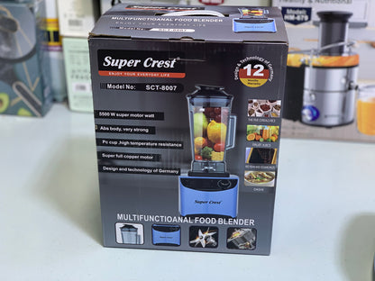 Super Crest Blender 5500w Stainless Steel Blades and Unbreakable Jug Model: SCT-8007