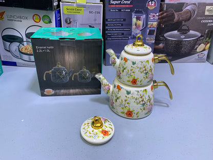 Enamel Coating Stylish Tea Kettles Two Pieces