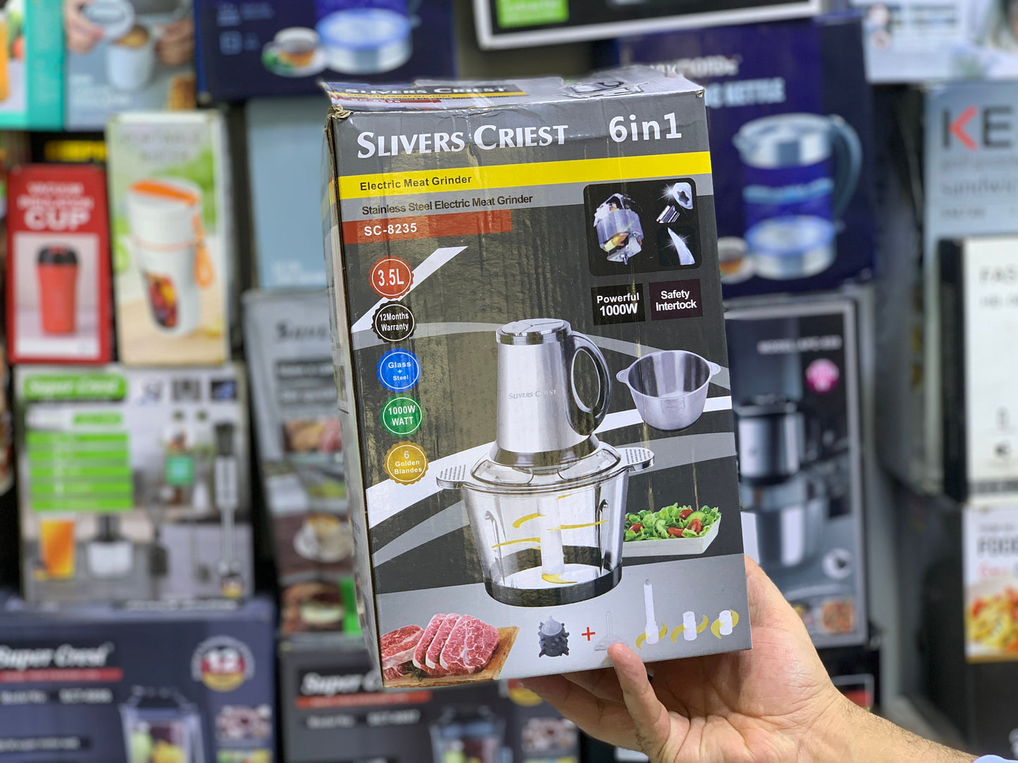 6 in 1 Food Chopper and Lasi maker double bowls and double blades