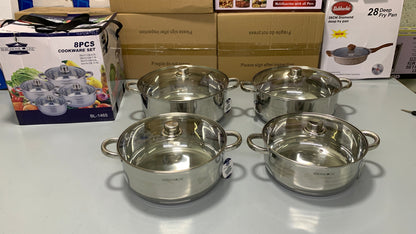 BERGHOME 8PCS Cookware Set | 8 Pieces Stainless Steel Cookware Set