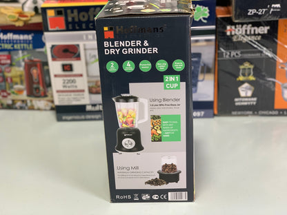 Hoffmans Electronics 2 in 1 Blender and Grinder 1.6 Unbreakable Jug Stainless Steel Blades