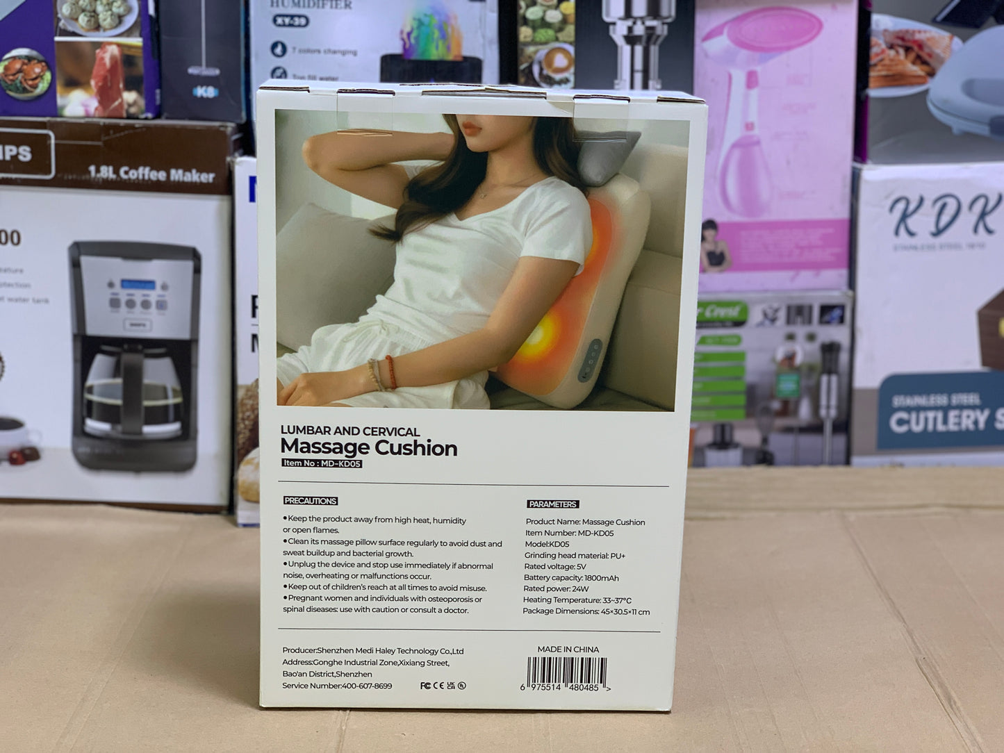 MDHL Wireless Electric Lumbar & Cervical Massage Cushion with Heat
