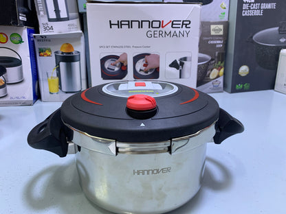 Hannover 3 in 1 18/10 Stainless Steel Pressure Cooker 6L and 8L
