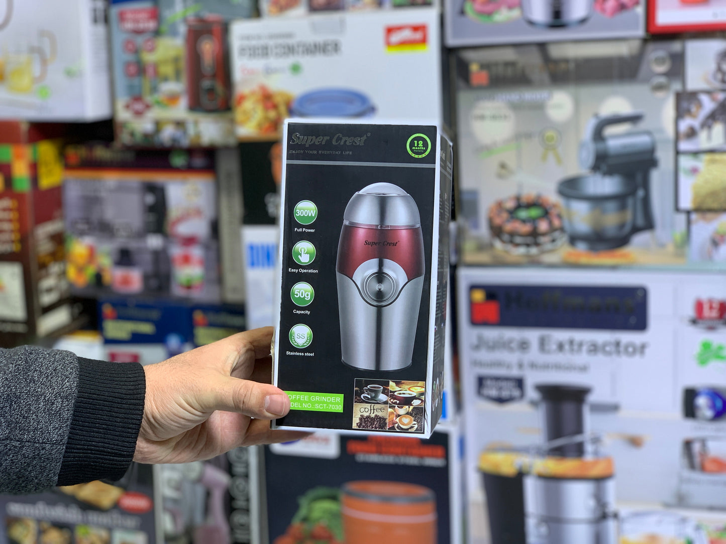 Super Crest Coffee Grinder With Safety Option