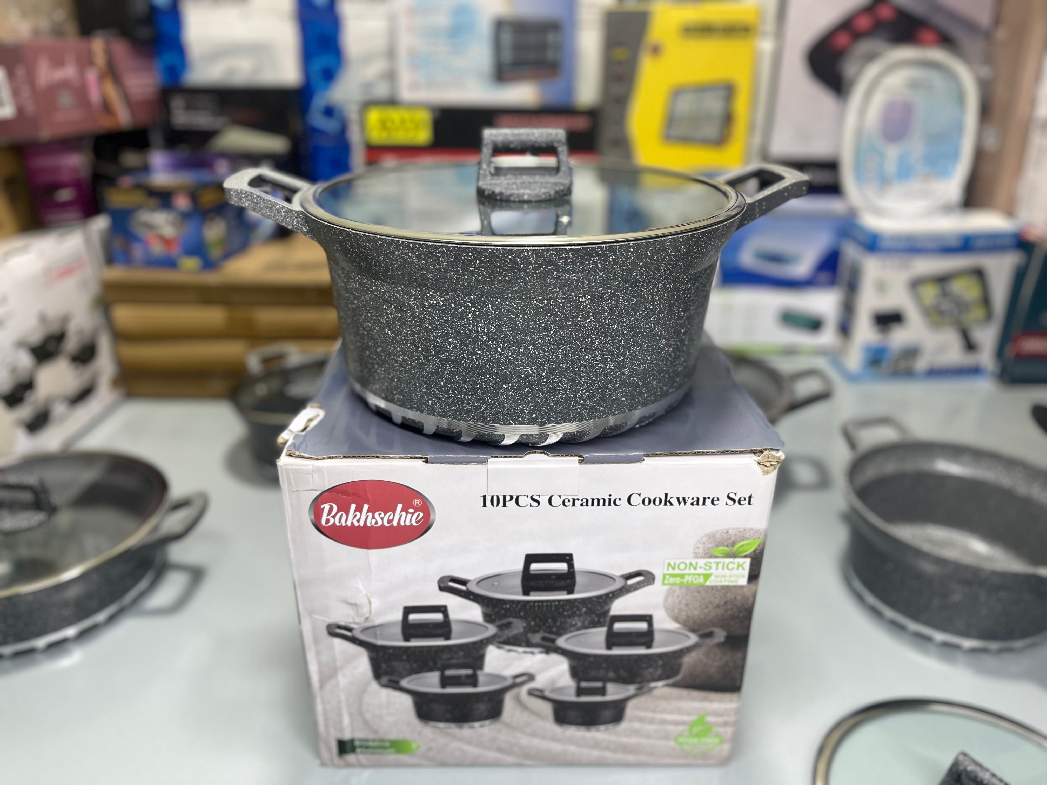 10 Pieces Ceramic Cookware set Pure Non-stick Long Lasting Cooking Pot ...