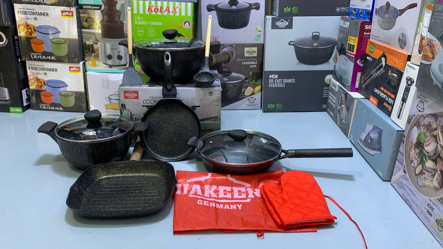 Uakeen 13-Piece Premium Non-Stick Cookware Set – Elegant German Design for Modern Kitchens