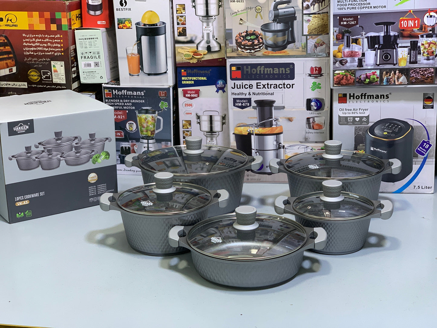 UAKEEN 10 Pieces Cookware Set| Granite Coated Ser