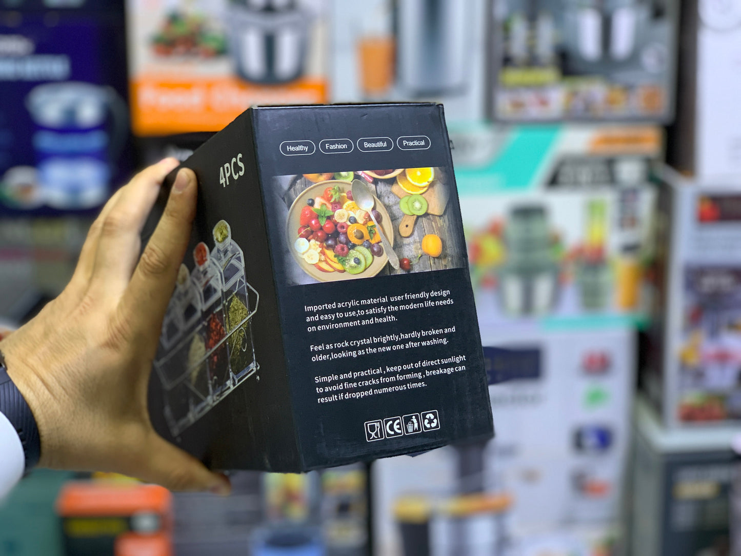 4 Pieces Kitchen Storage Organizer , Spice seasoning 🧂 Tanks , Airtight Kitchen Containers