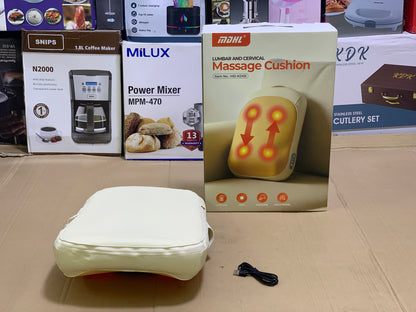 MDHL Wireless Electric Lumbar & Cervical Massage Cushion with Heat