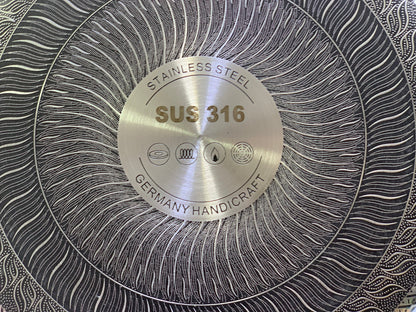 Laser Coating Frying Pan Stainless Steel Honeycomb Pattern Skillet without Lid
