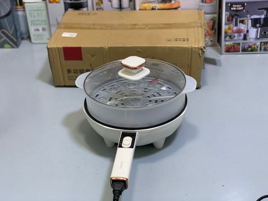Multifunctional Electric Frying Pan and Steamer with Silicone Spoon