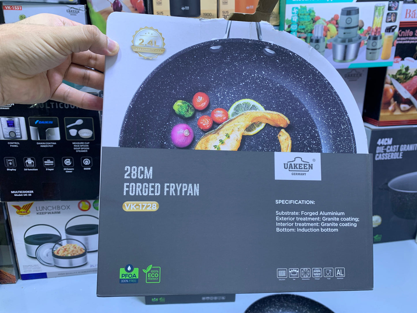 UAKEEN Germany Forged Frying Pan Granite Coating Flat Surface