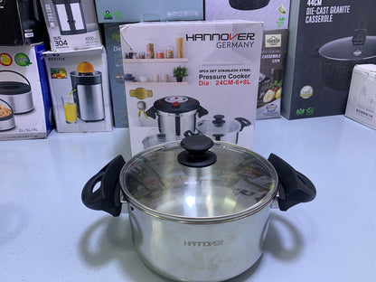 Hannover 3 in 1 18/10 Stainless Steel Pressure Cooker 6L and 8L