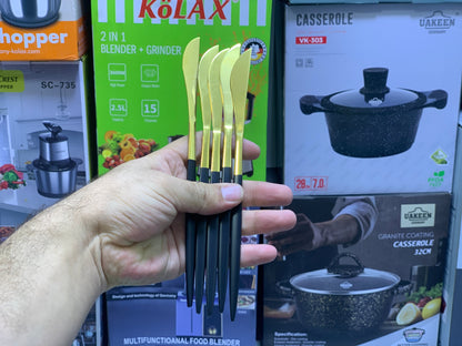 Black and Golden Cutlery Set 24 Pieces
