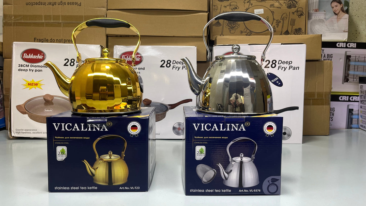 DUBAIZONES™ VICALINA® Germany Technology Golden and Silver Stainless Steel Stylish Tea Kettles