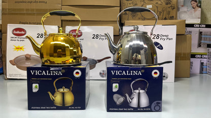 DUBAIZONES™ VICALINA® Germany Technology Golden and Silver Stainless Steel Stylish Tea Kettles