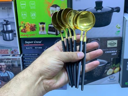 Black and Golden Cutlery Set 24 Pieces